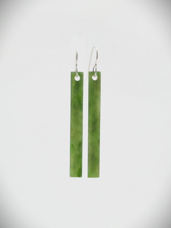 Moko Pounamu NZ Kawakawa Greenstone & Sterling Silver Earrings - Ararimu