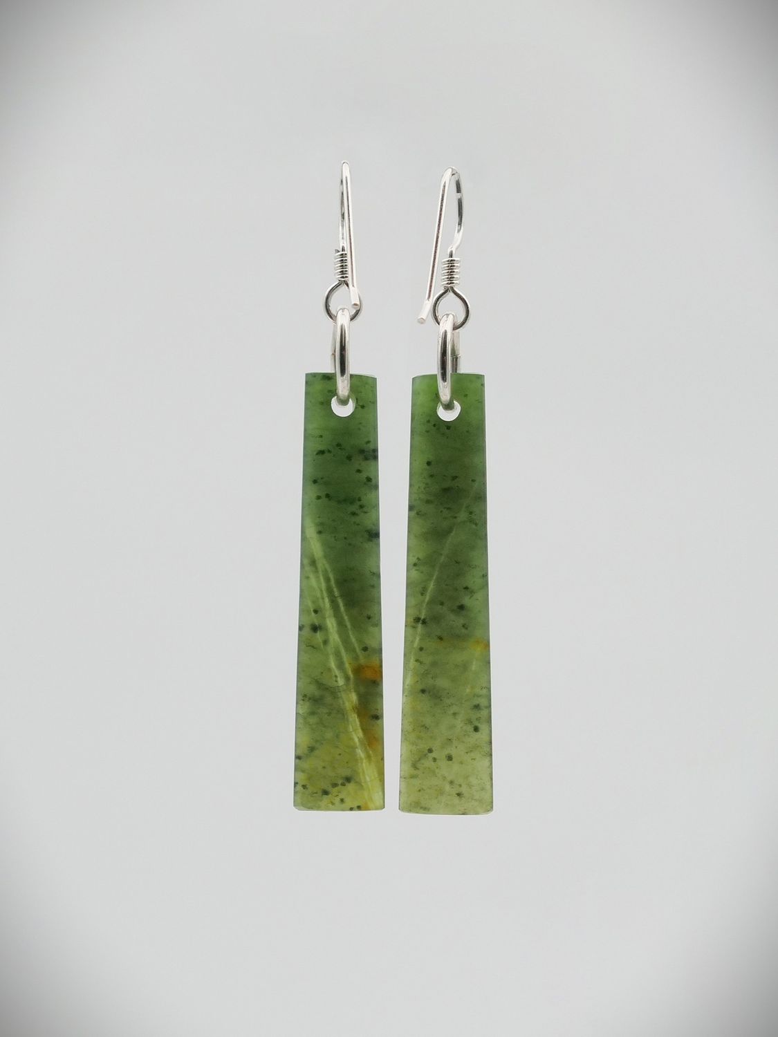 Moko Pounamu NZ Kawakawa Greenstone & Sterling Silver Earrings - Mangatoa