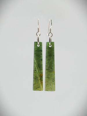 Moko Pounamu NZ Kawakawa Greenstone & Sterling Silver Earrings - Mangatoa