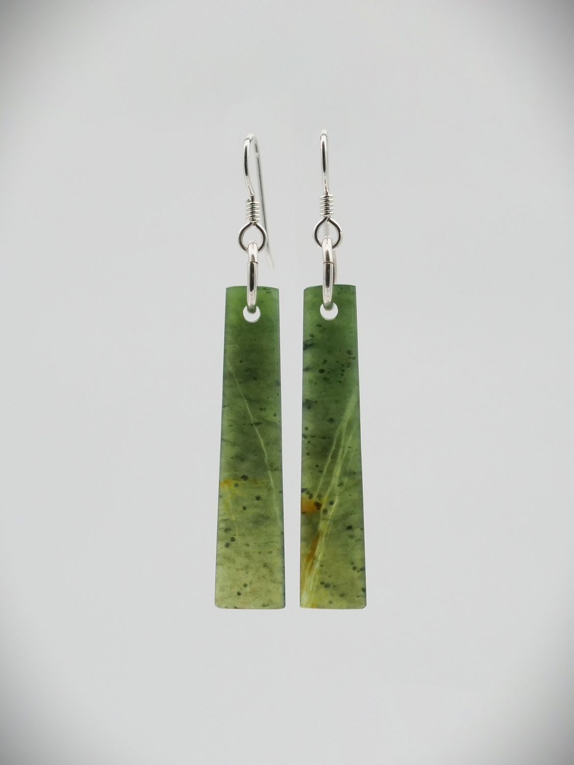 Moko Pounamu NZ Kawakawa Greenstone & Sterling Silver Earrings - Mangatoa
