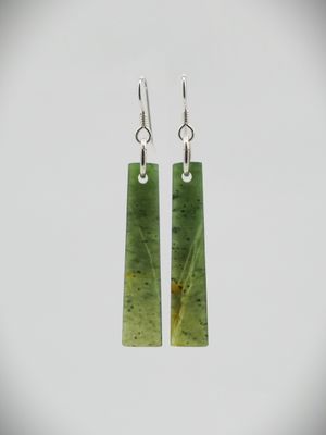 Moko Pounamu NZ Kawakawa Greenstone & Sterling Silver Earrings - Mangatoa