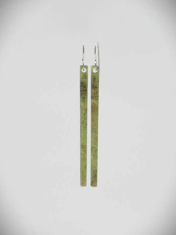 Moko Pounamu NZ Kawakawa Greenstone & Sterling Silver Earrings - Whareorino