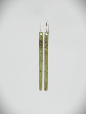 Moko Pounamu NZ Kawakawa Greenstone & Sterling Silver Earrings - Whareorino