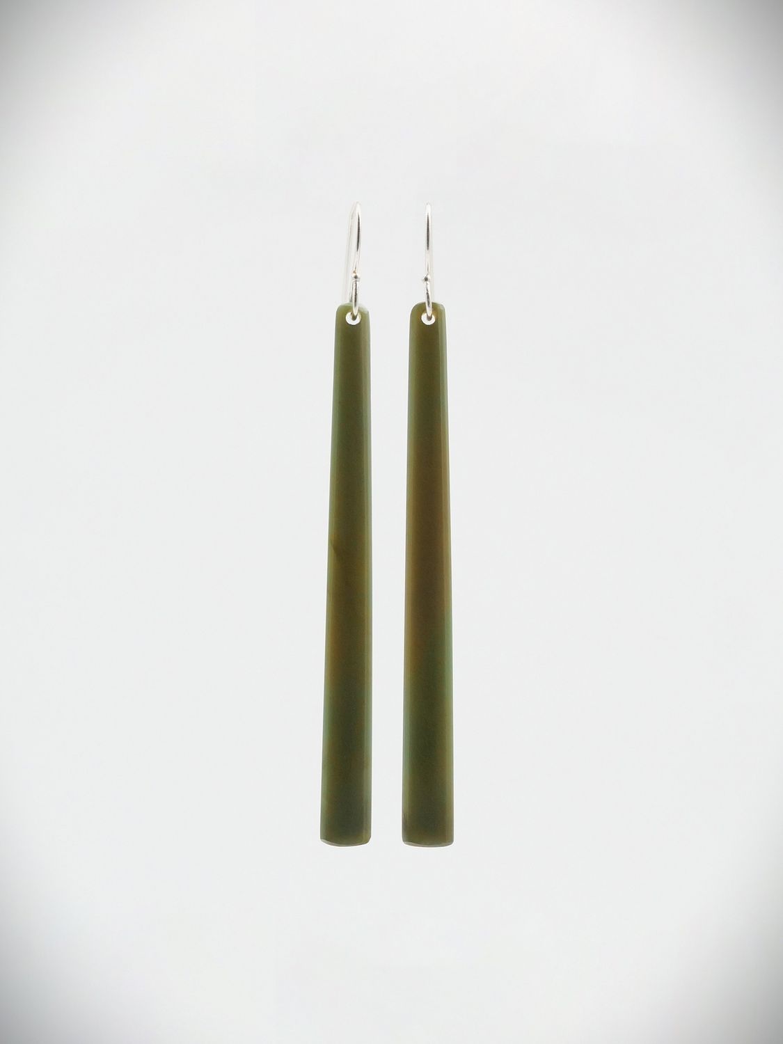 Moko Pounamu NZ Inanga Greenstone & Sterling Silver Earrings - Te Marama