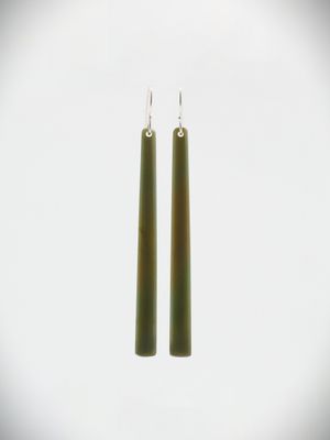 Moko Pounamu NZ Inanga Greenstone & Sterling Silver Earrings - Te Marama