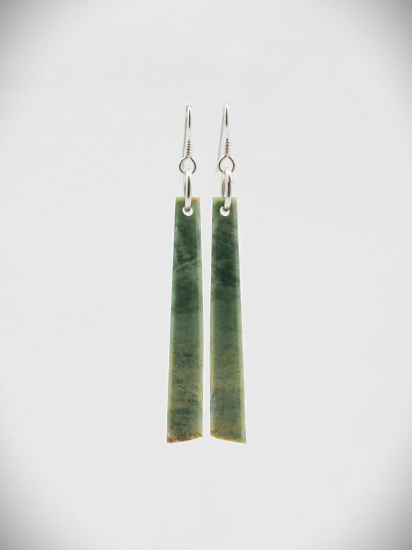 Moko Pounamu NZ Marsden Flower Greenstone & Sterling Silver Earrings - Herangi