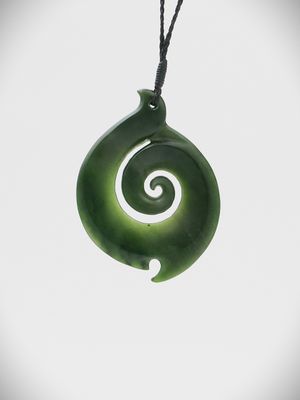 Moko Pounamu Koru NZ Genuine Kawakawa Greenstone - Taputeranga