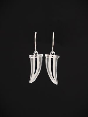 Moko Pounamu Sharks Tooth Sterling Silver Drop Earrings - ST2