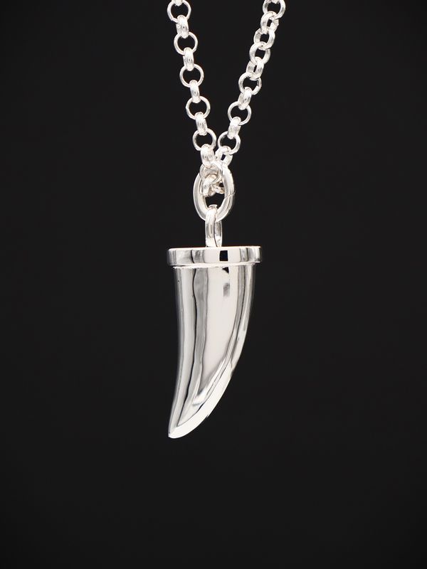 Moko Pounamu Sharks Tooth Sterling Silver Necklace - ST1