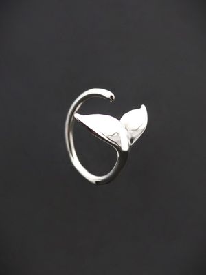 Moko Pounamu Whale Tail Sterling Silver Ring - WT3