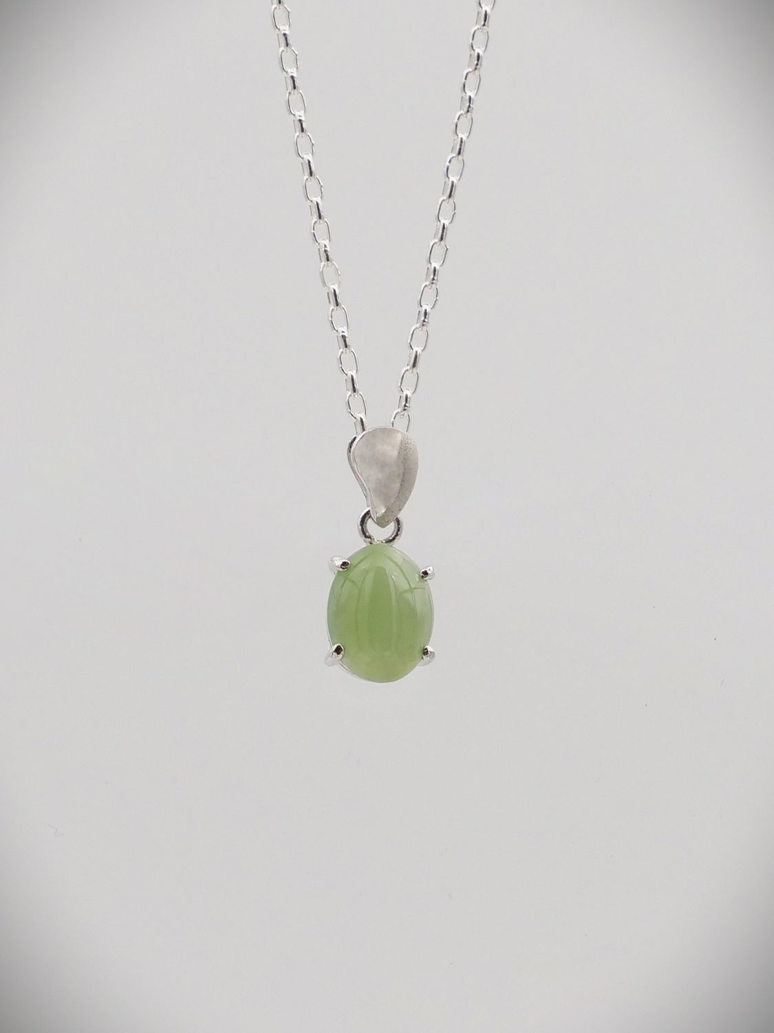 Moko Pounamu NZ Genuine Inanga Greenstone and Sterling Silver Cats Eye Pendant - Pirongia