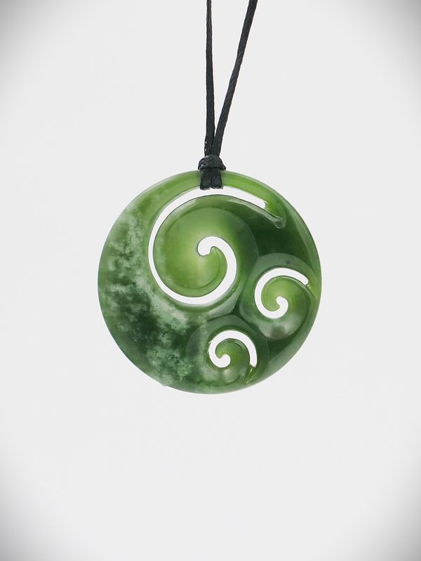 Moko Pounamu Porohita (Disc) Koru NZ Genuine Kahotea Greenstone - Ihuraua