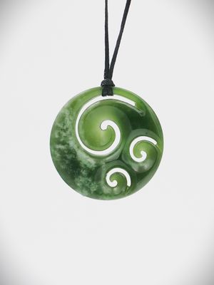 Moko Pounamu Porohita (Disc) Koru NZ Genuine Kahotea Greenstone - Ihuraua
