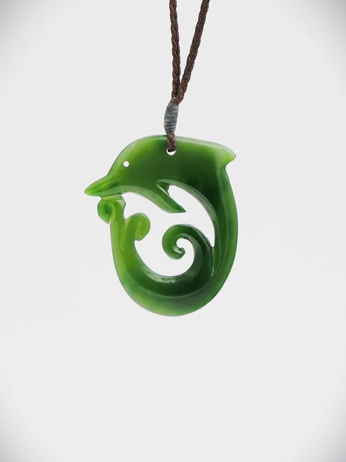 Moko Pounamu Dolphin NZ Genuine Kahurangi Greenstone - Whareama