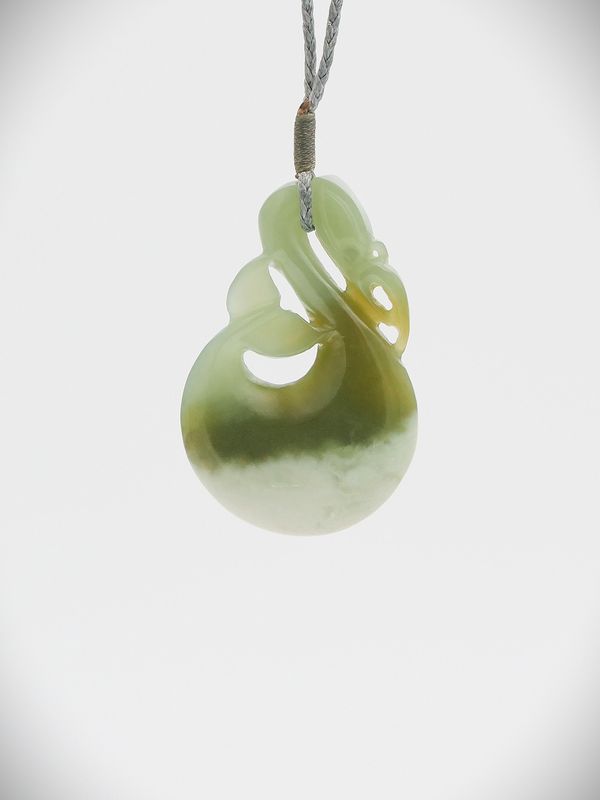 Moko Pounamu Manaia NZ Genuine Inanga Flower Greenstone - Otipua