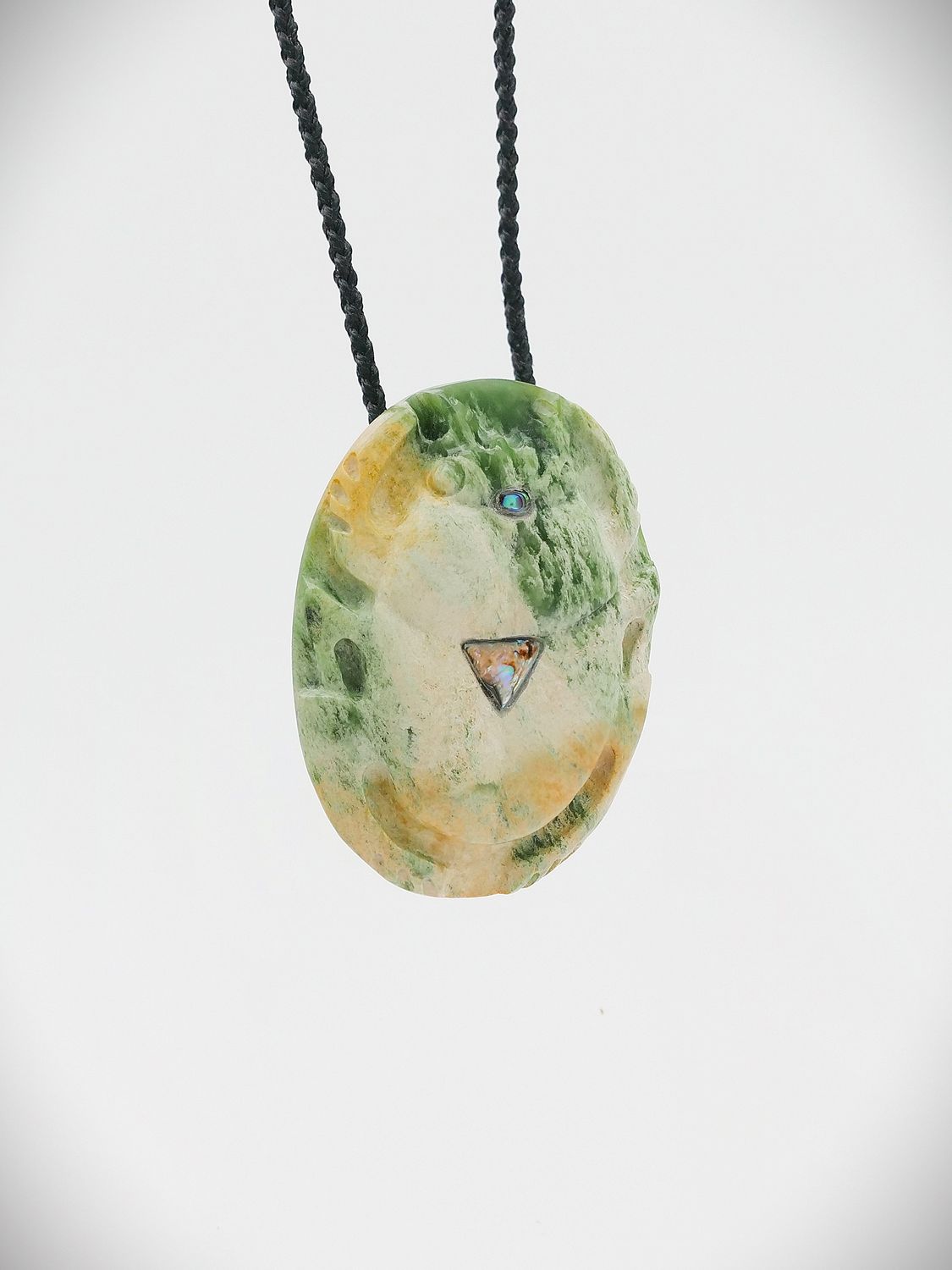 Moko Pounamu Scarab Design NZ Genuine Marsden Flower Greenstone - Tama-nui-te-ra