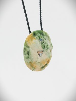 Moko Pounamu Scarab Design NZ Genuine Marsden Flower Greenstone - Tama-nui-te-ra