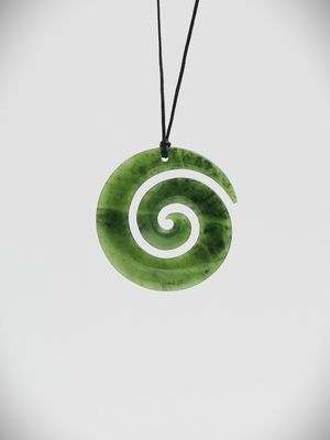 Moko Pounamu Koru NZ Genuine Kahurangi Greenstone - Turitea
