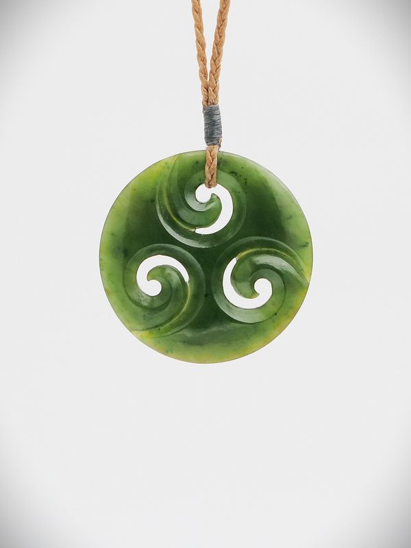 Moko Pounamu Porohita Koru NZ Genuine Kawakawa Greenstone - Kopuaranga