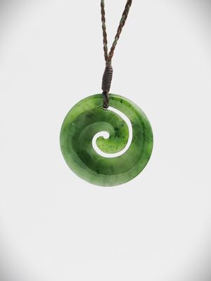 Moko Pounamu Koru NZ Genuine Kahurangi Greenstone  - Kiriwhakapapa