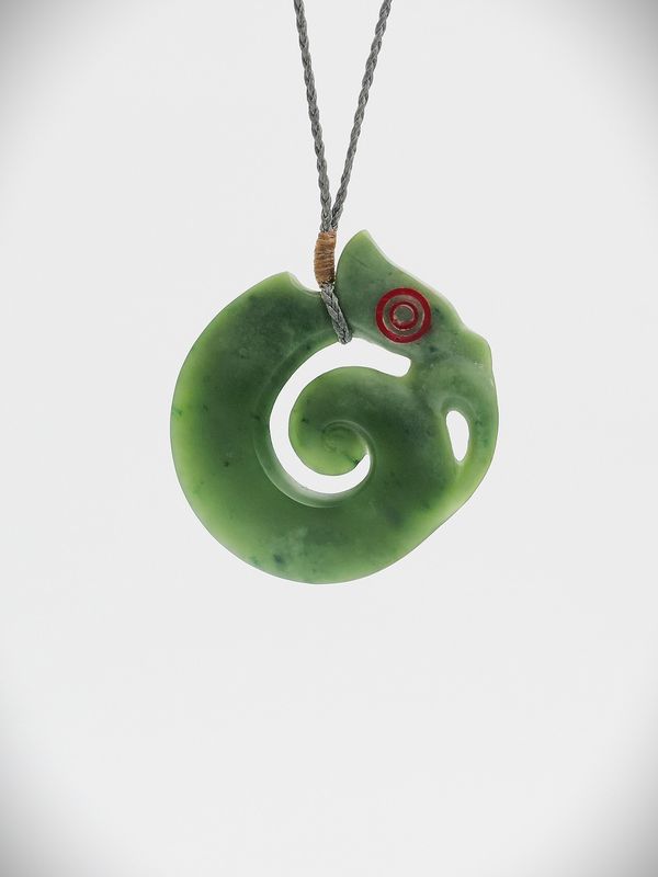 Moko Pounamu Koropepe NZ Genuine Inanga Flower Greenstone - Rakahuri