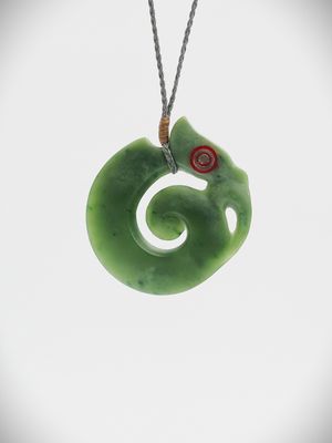 Moko Pounamu Koropepe NZ Genuine Inanga Flower Greenstone - Rakahuri