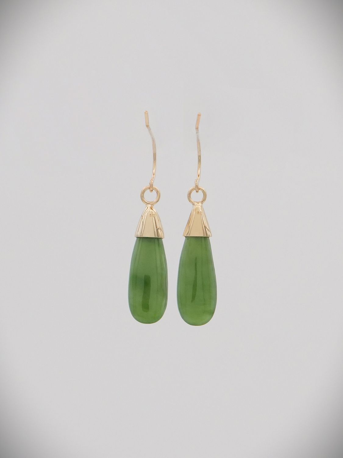 Moko Pounamu NZ Kahurangi Greenstone & 9ct Gold Earrings -  Tongaporutu