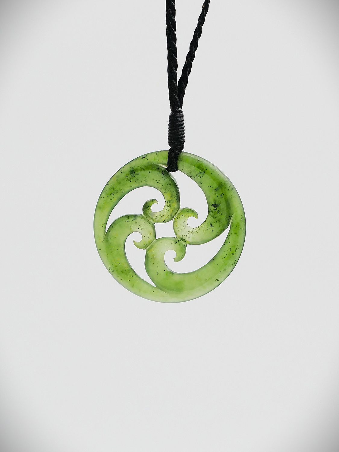 Moko Pounamu Contemporary Koru NZ Genuine Kahurangi Flower Greenstone - Maraeroa