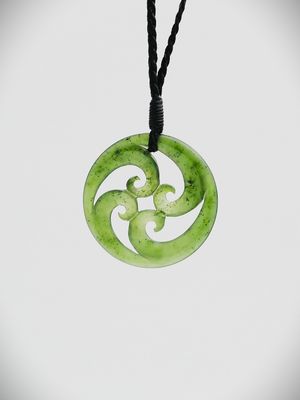 Moko Pounamu Contemporary Koru NZ Genuine Kahurangi Flower Greenstone - Maraeroa