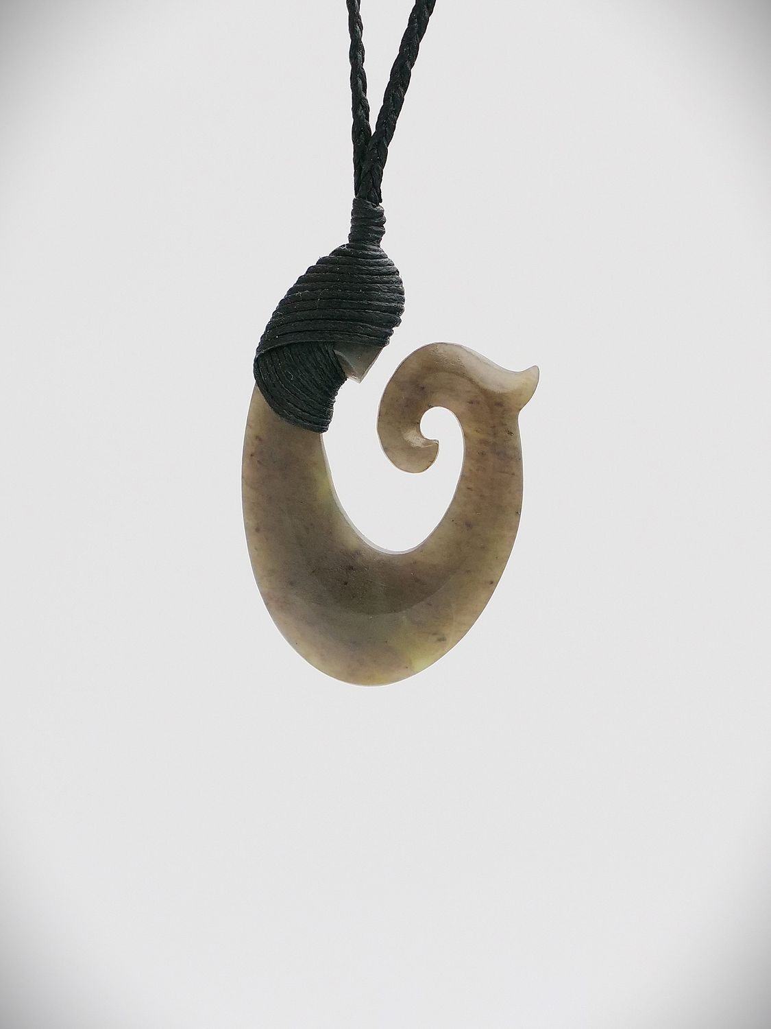 Moko Pounamu Hei Matau (Hook) NZ Genuine Totoweka Greenstone - Makonui