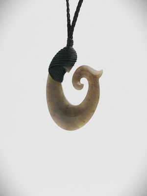 Moko Pounamu Hei Matau (Hook) NZ Genuine Totoweka Greenstone - Makonui