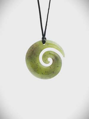 Moko Pounamu Koru NZ Genuine Totoweka Greenstone - Ikawai