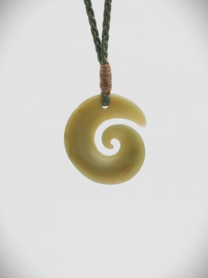 Moko Pounamu Koru NZ Genuine Inanga Greenstone  - Whakataki
