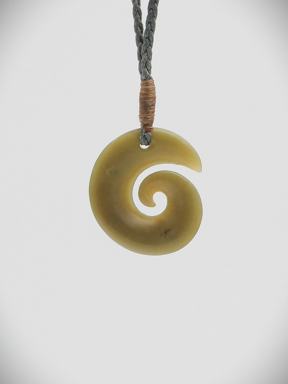 Moko Pounamu Koru NZ Genuine Inanga Greenstone  - Mangatiti