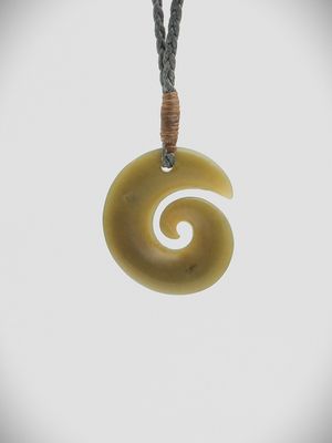 Moko Pounamu Koru NZ Genuine Inanga Greenstone  - Mangatiti