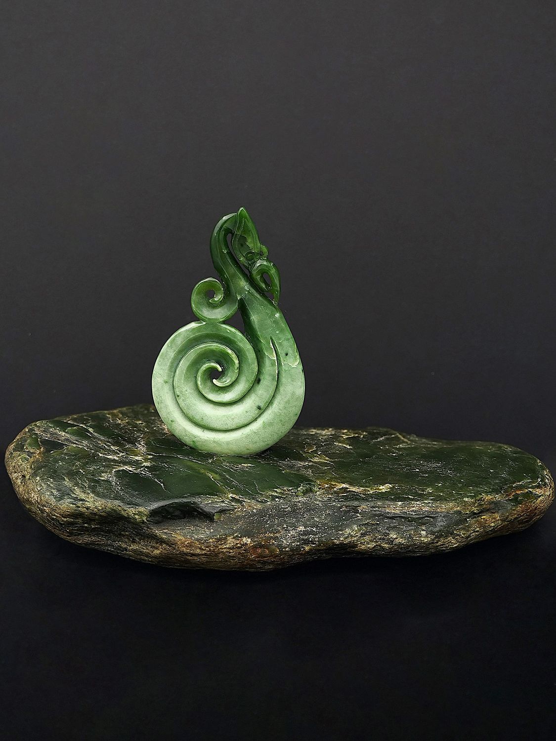 Moko Pounamu Greenstone Manaia NZ Genuine Kawakawa Flower Jade - Te Wiremu