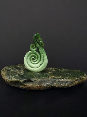 Moko Pounamu Greenstone Manaia NZ Genuine Kawakawa Flower Jade - Te Wiremu