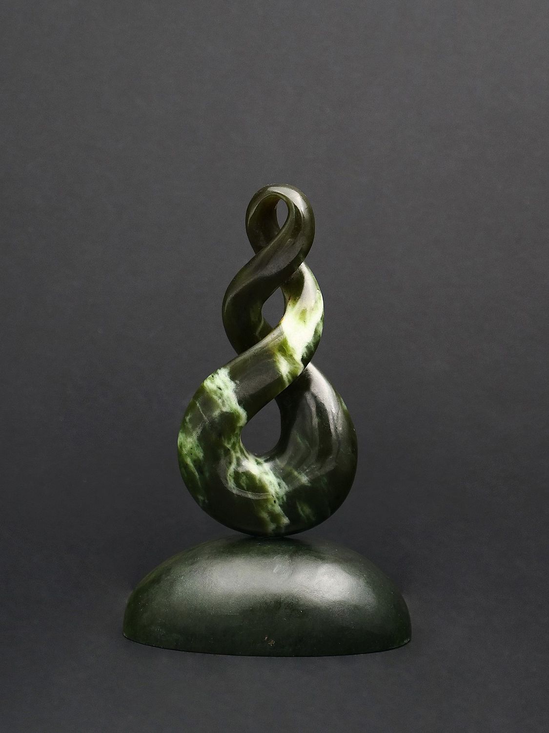 Moko Pounamu Double Pikorua NZ Genuine Kahotea Kawakawa Greenstone - Makuri