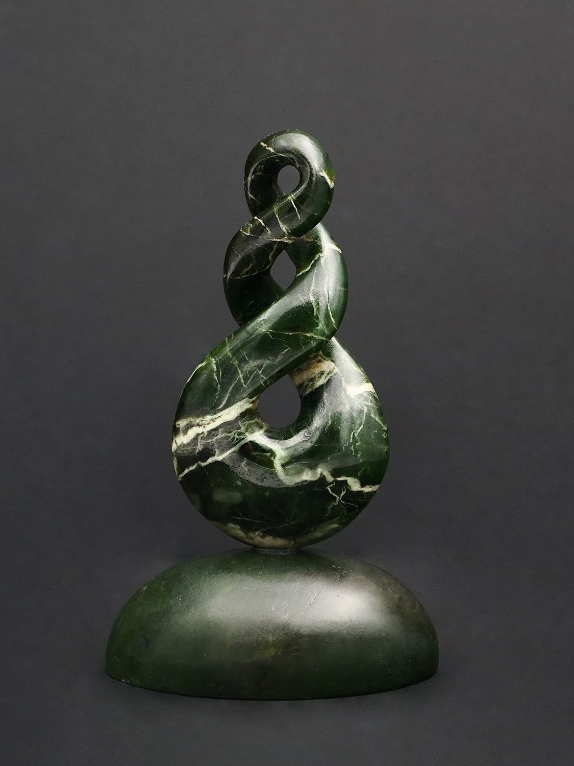 Moko Pounamu Double Pikorua NZ Genuine Kahotea Kawakawa Greenstone - Turitea