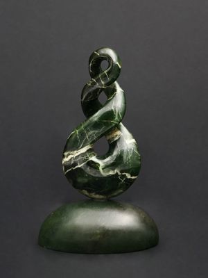 Moko Pounamu Double Pikorua NZ Genuine Kahotea Kawakawa Greenstone - Turitea