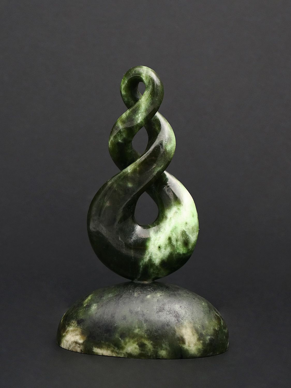 Moko Pounamu Double Pikorua NZ Genuine Kahotea Kawakawa Greenstone - Ihuraua