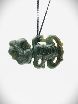 Moko Pounamu Hei Tiki NZ Genuine Kawakawa stone - Waipakihi