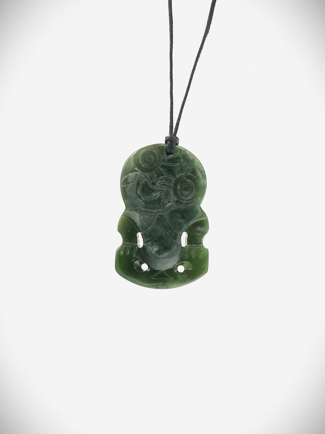Moko Pounamu Hei Tiki NZ Genuine Kawakawa Greenstone - Hapuku