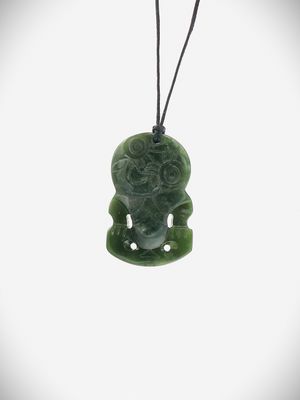 Moko Pounamu Hei Tiki NZ Genuine Kawakawa Greenstone - Hapuku