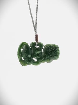 Moko Pounamu Hei Tiki Genuine NZ Kahotea Greenstone  - Waimarama