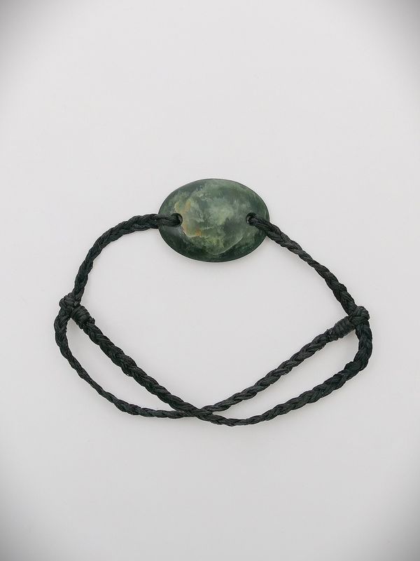 Moko Pounamu Adjustable Bracelet NZ Genuine Kawakawa Greenstone 15672