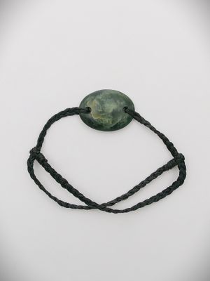 Moko Pounamu Adjustable Bracelet NZ Genuine Kawakawa Greenstone 15672