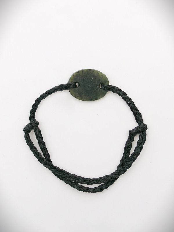 Moko Pounamu Adjustable Bracelet NZ Genuine Kawakawa Greenstone 15676