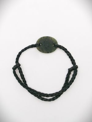 Moko Pounamu Adjustable Bracelet NZ Genuine Kawakawa Greenstone 15676