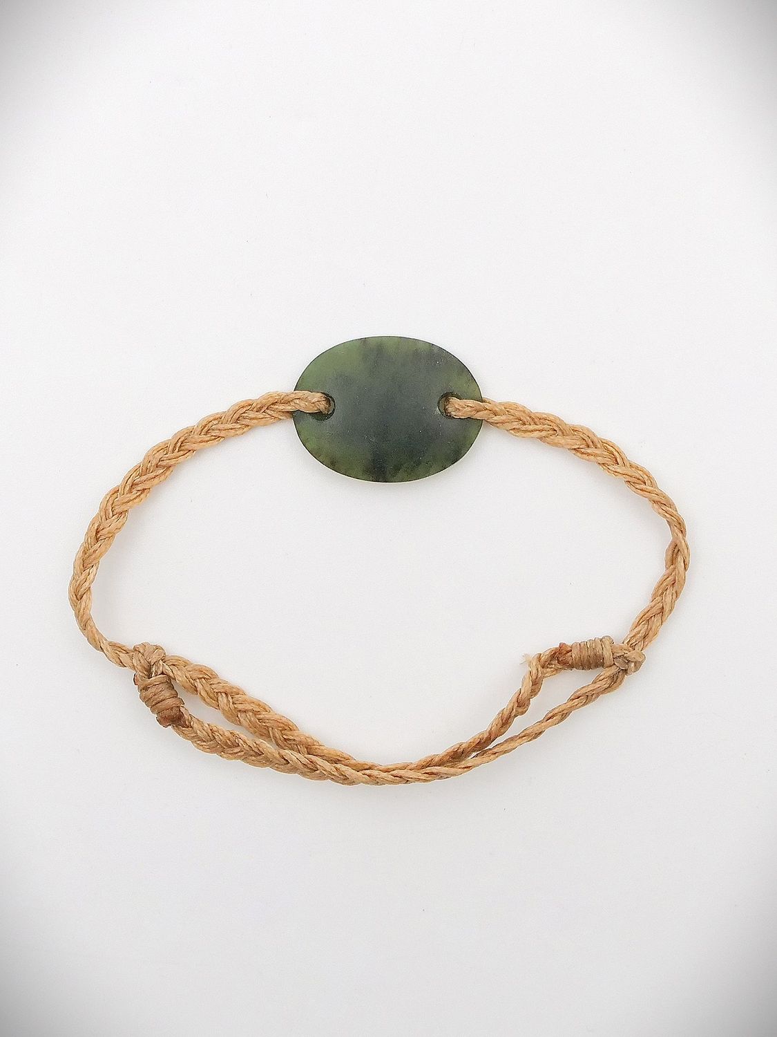 Moko Pounamu Adjustable Bracelet NZ Genuine Kawakawa Greenstone 15679